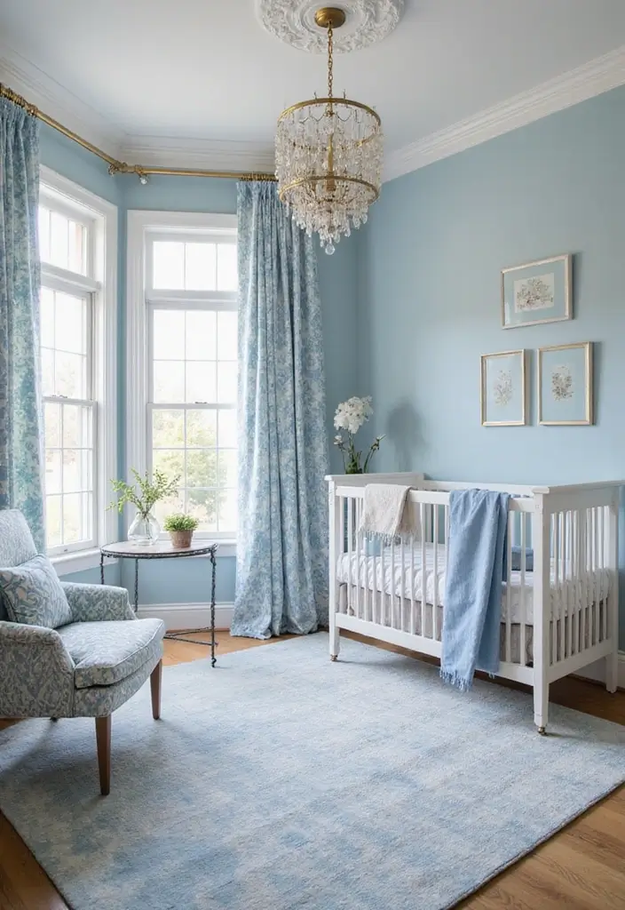 29 Nursery Ideas for Boys That Look Classic and Fun 21 29 Nursery Ideas for Boys That Look Classic and Fun - 21. Timeless Blue & White