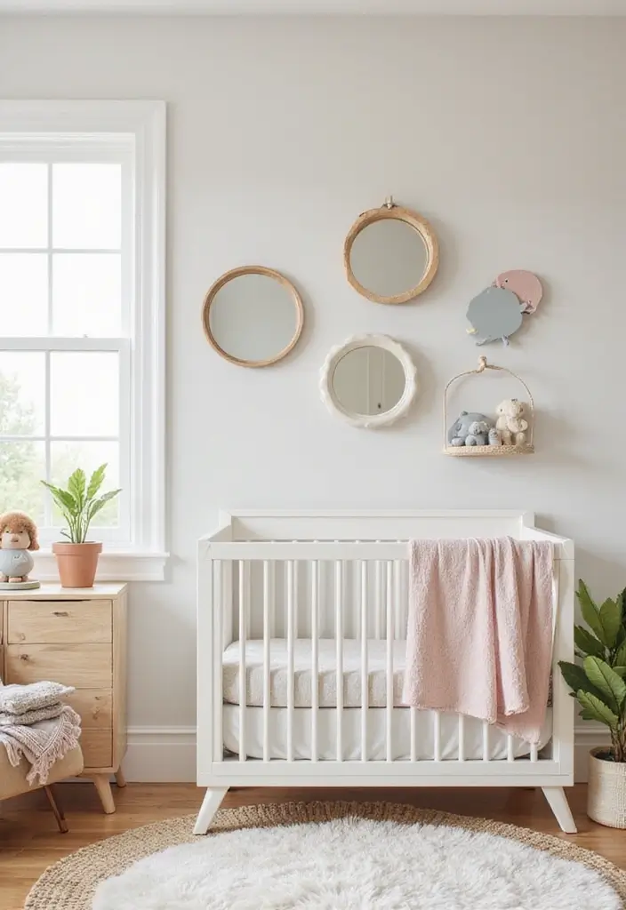 29 Nursery Mirror Designs That Add Light and Style 14 29 Nursery Mirror Designs That Add Light and Style - 14. Soft Edged Mirrors