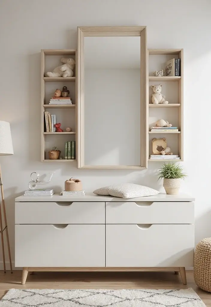 29 Nursery Mirror Designs That Add Light and Style 15 29 Nursery Mirror Designs That Add Light and Style - 15. Multi-Functional Mirrors