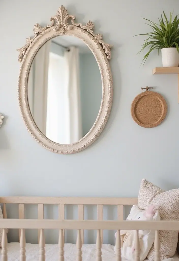 29 Nursery Mirror Designs That Add Light and Style 16 29 Nursery Mirror Designs That Add Light and Style - 16. Decorative Framed Mirrors