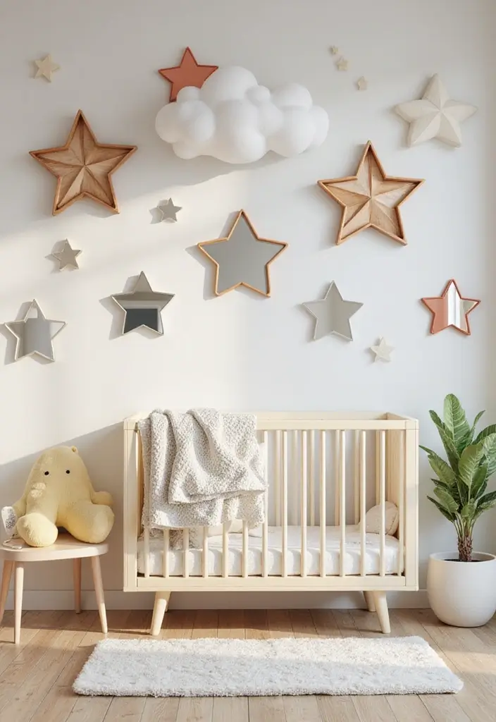 29 Nursery Mirror Designs That Add Light and Style 18 29 Nursery Mirror Designs That Add Light and Style - 18. Fun Shape Mirrors
