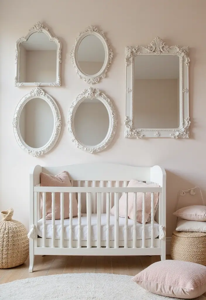 29 Nursery Mirror Designs That Add Light and Style 2 29 Nursery Mirror Designs That Add Light and Style - 2. Vintage-Inspired Frames
