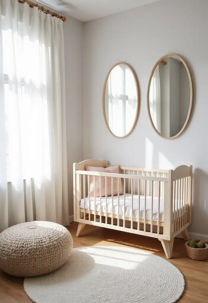 29 Nursery Mirror Designs That Add Light and Style 23 29 Nursery Mirror Designs That Add Light and Style - 23. Cleverly Positioned Mirrors