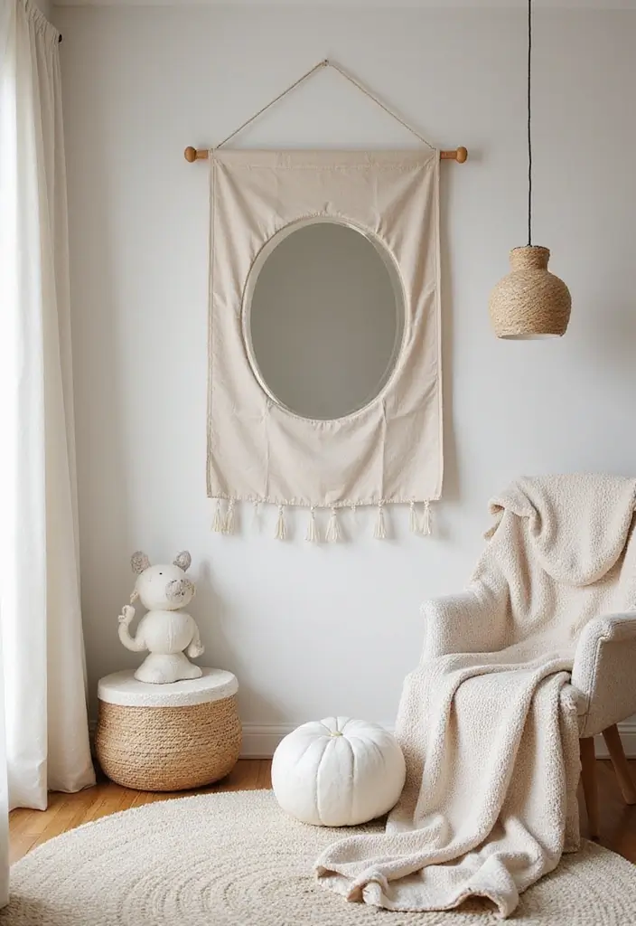 29 Nursery Mirror Designs That Add Light and Style 25 29 Nursery Mirror Designs That Add Light and Style - 25. Mirror Tapestries