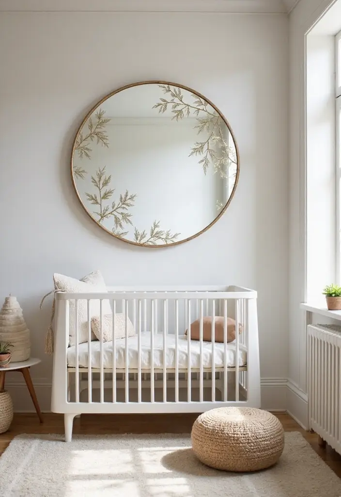 29 Nursery Mirror Designs That Add Light and Style 27 29 Nursery Mirror Designs That Add Light and Style - 27. Nature-Inspired Etched Mirrors