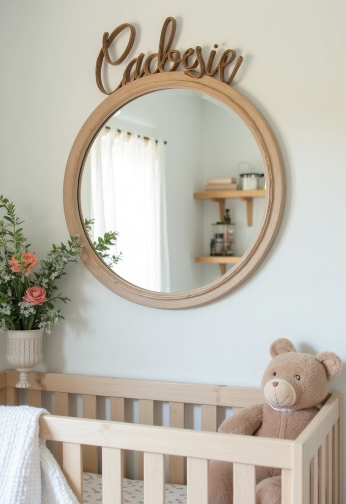 29 Nursery Mirror Designs That Add Light and Style 29 29 Nursery Mirror Designs That Add Light and Style - 29. Personalized Name Mirrors