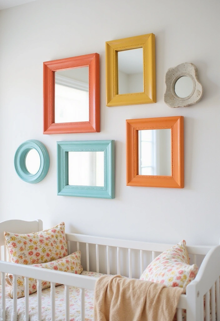 29 Nursery Mirror Designs That Add Light and Style 5 29 Nursery Mirror Designs That Add Light and Style - 5. Colorful Accent Mirrors