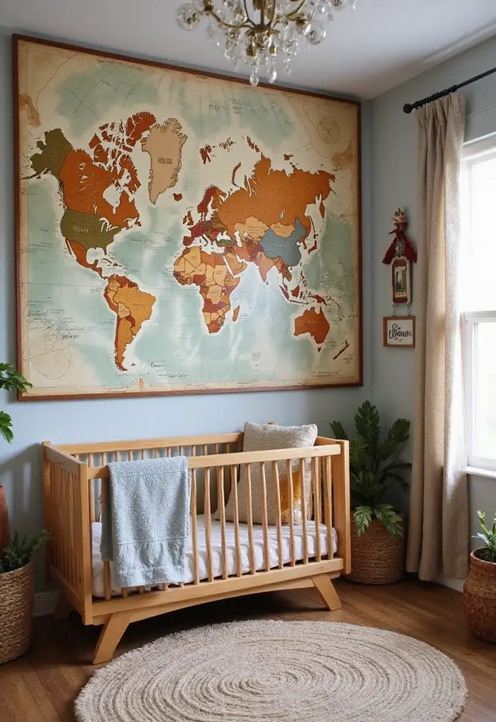 29 Nursery Wall Designs That Transform the Entire Room 11 29 Nursery Wall Designs That Transform the Entire Room - 11. Adventure Awaits Travel Theme