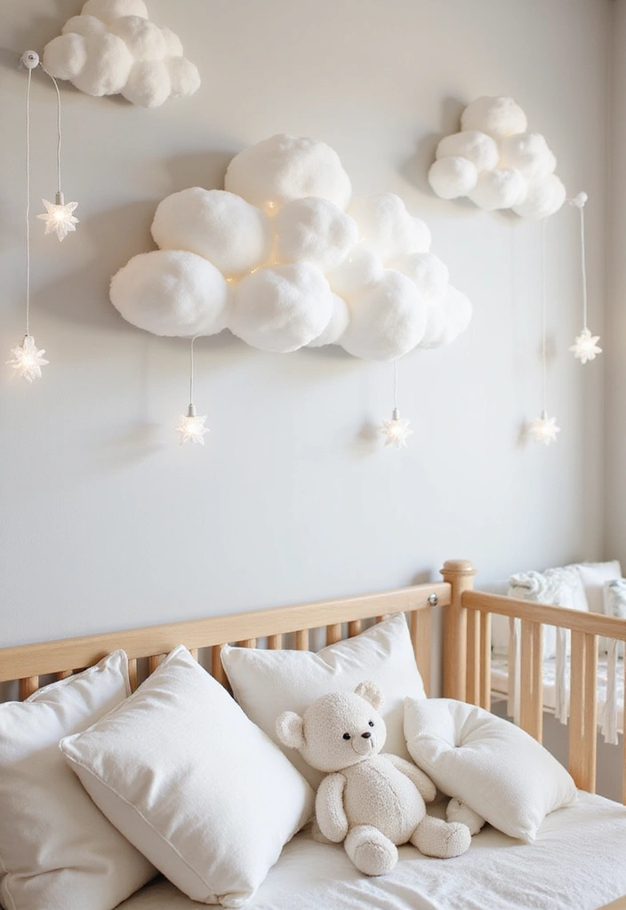 29 Nursery Wall Designs That Transform the Entire Room 18 29 Nursery Wall Designs That Transform the Entire Room - 18. Sweet Dreams Cloud Wall