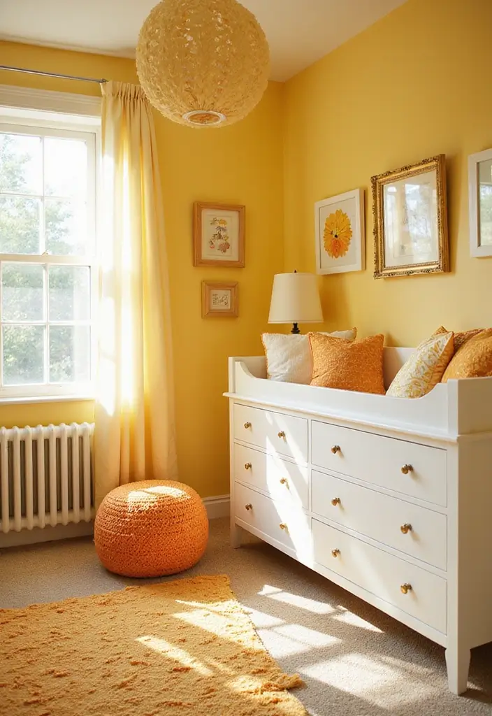 29 Nursery Wall Designs That Transform the Entire Room 21 29 Nursery Wall Designs That Transform the Entire Room - 21. Sunshine and Happiness