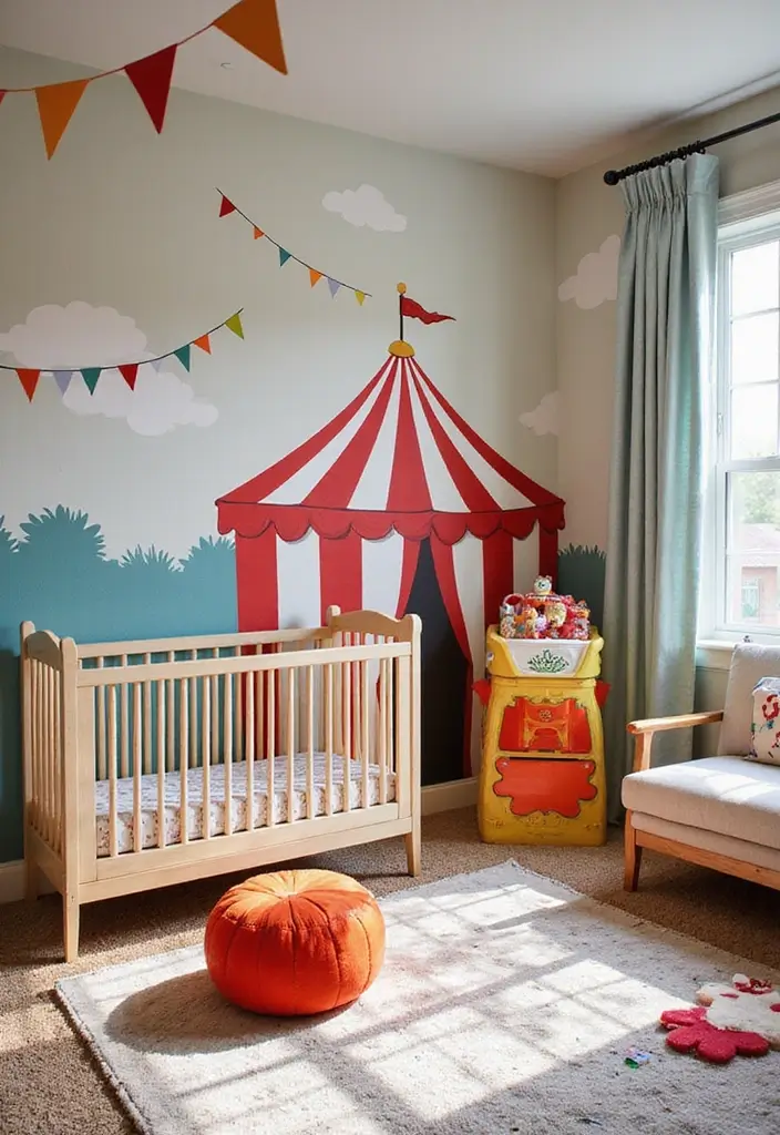29 Nursery Wall Designs That Transform the Entire Room 24 29 Nursery Wall Designs That Transform the Entire Room - 24. Circus Theme