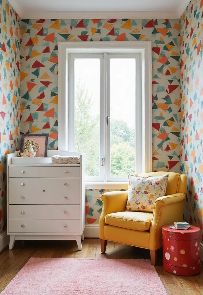 29 Nursery Wall Designs That Transform the Entire Room 26 29 Nursery Wall Designs That Transform the Entire Room - 26. Retro Patterns