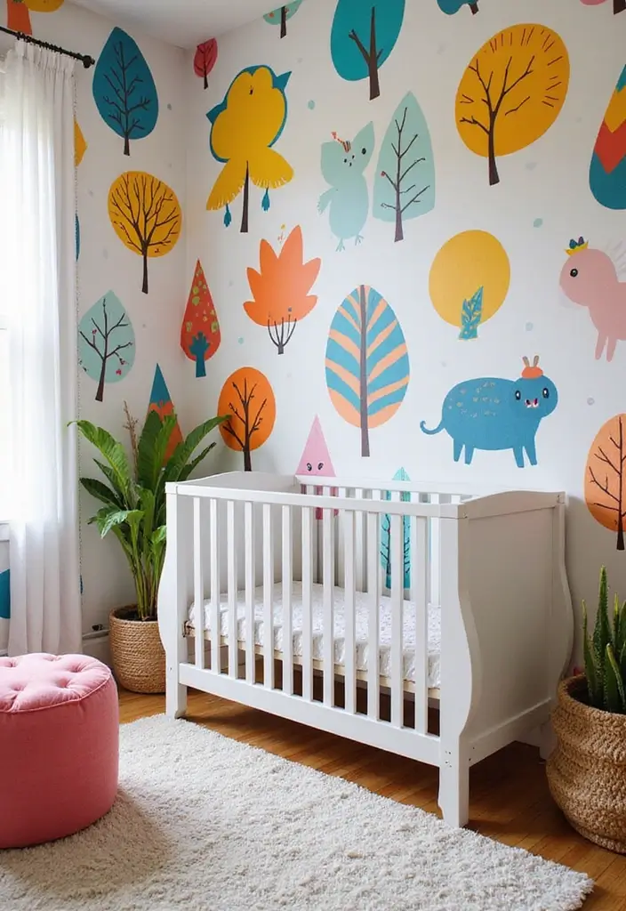 29 Nursery Wall Designs That Transform the Entire Room 3 29 Nursery Wall Designs That Transform the Entire Room - 3. Whimsical Wallpaper