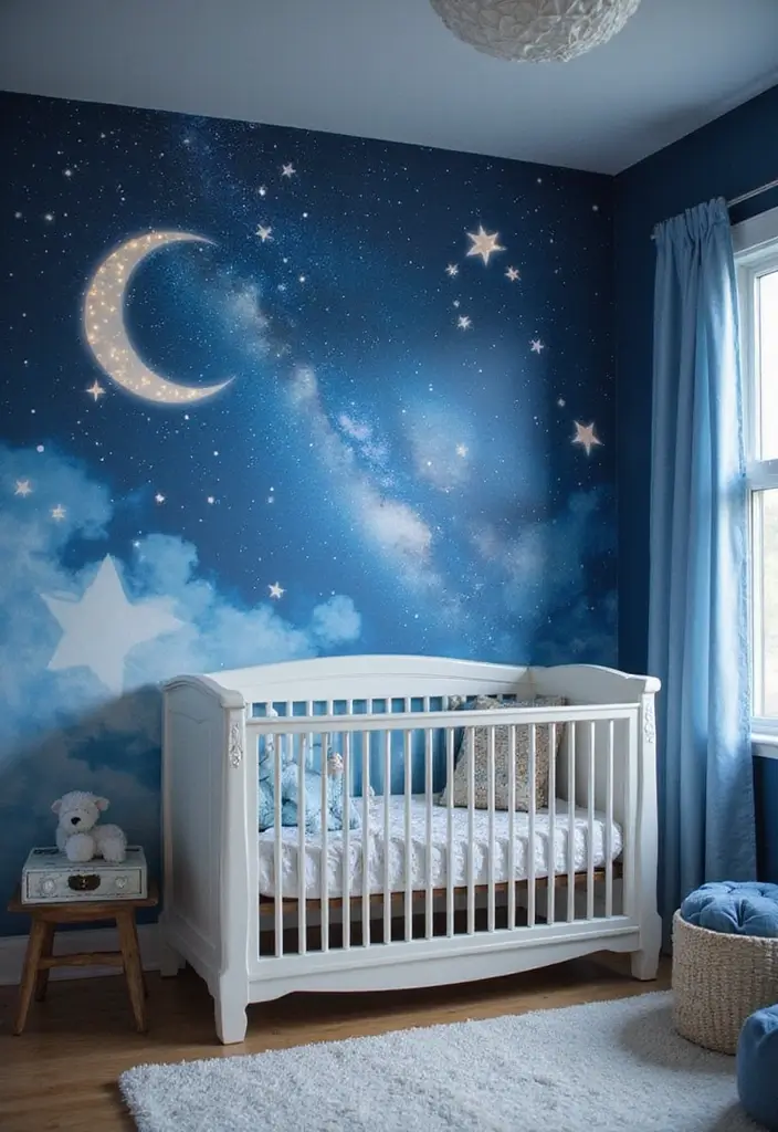 29 Nursery Wall Designs That Transform the Entire Room 5 29 Nursery Wall Designs That Transform the Entire Room - 5. Starry Night Mural