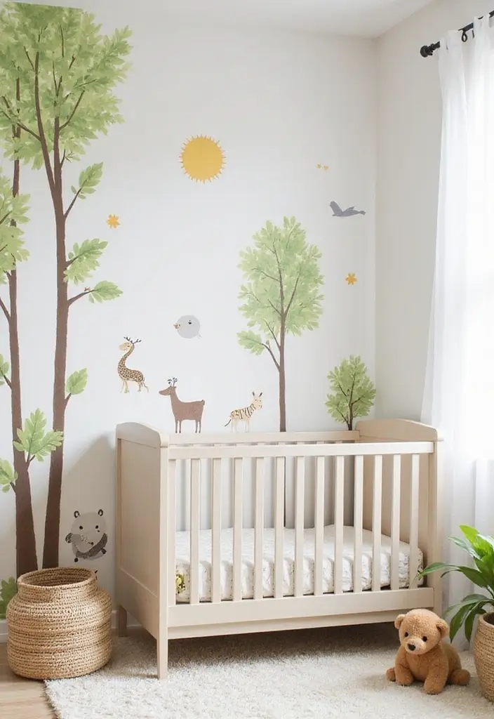 29 Nursery Wall Designs That Transform the Entire Room 6 29 Nursery Wall Designs That Transform the Entire Room - 6. Nature-Themed Wall Decals