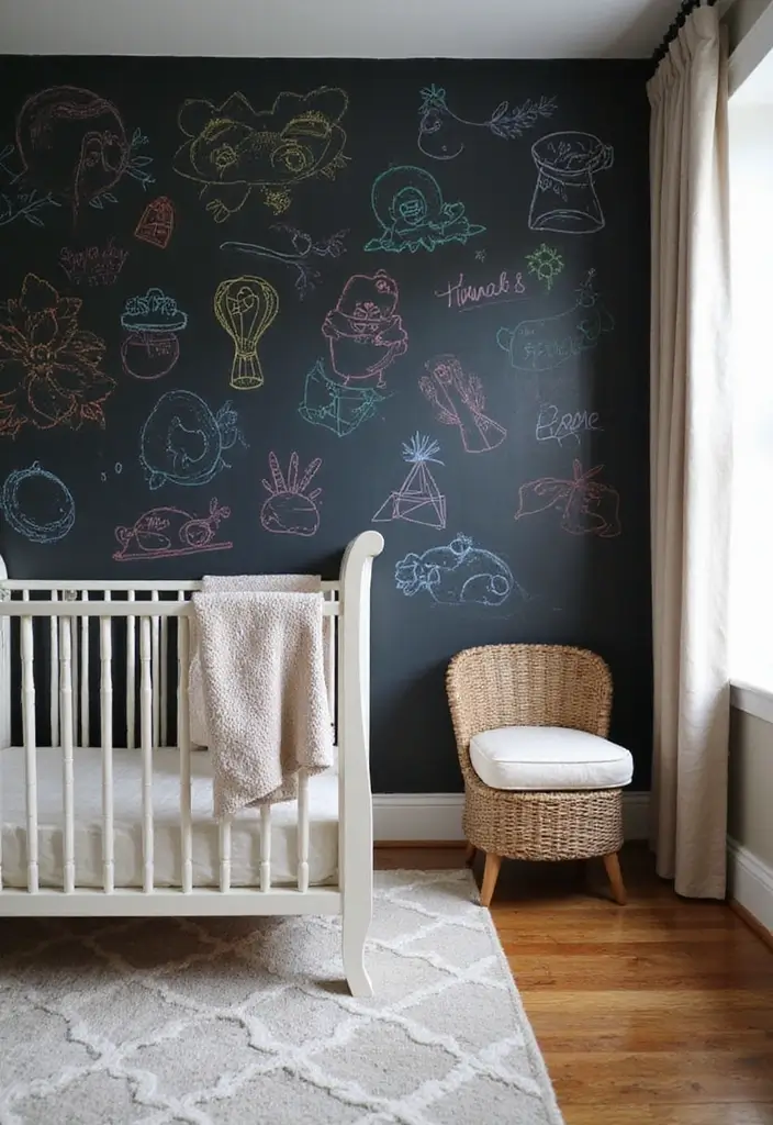 29 Nursery Wall Designs That Transform the Entire Room 7 29 Nursery Wall Designs That Transform the Entire Room - 7. Chalkboard Wall
