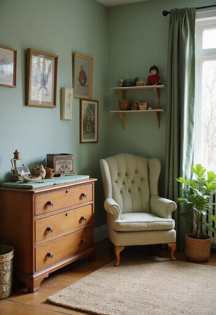 29 Sage Green Nursery Inspirations That Parents Can’t Resist 12 29 Sage Green Nursery Inspirations That Parents Can’t Resist - 12. Vintage Finds