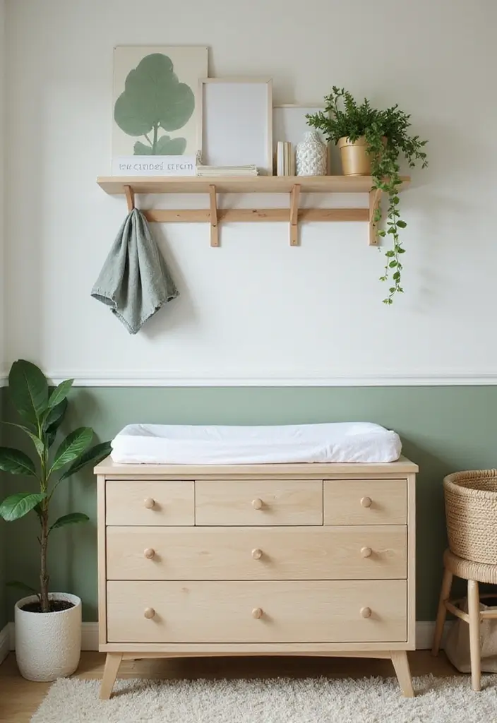 29 Sage Green Nursery Inspirations That Parents Can’t Resist 23 29 Sage Green Nursery Inspirations That Parents Can’t Resist - 23. Chic Changing Stations