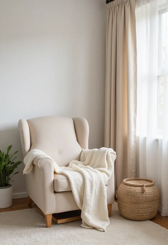 30 Beige Nursery Designs That Look Calm and Neutral 21 30 Beige Nursery Designs That Look Calm and Neutral - 21. Beige Glider for Comfort