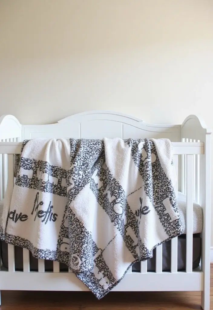 30 Black and White Nursery Ideas That Look Minimalist and Chic - 15. Personalized Baby Blankets