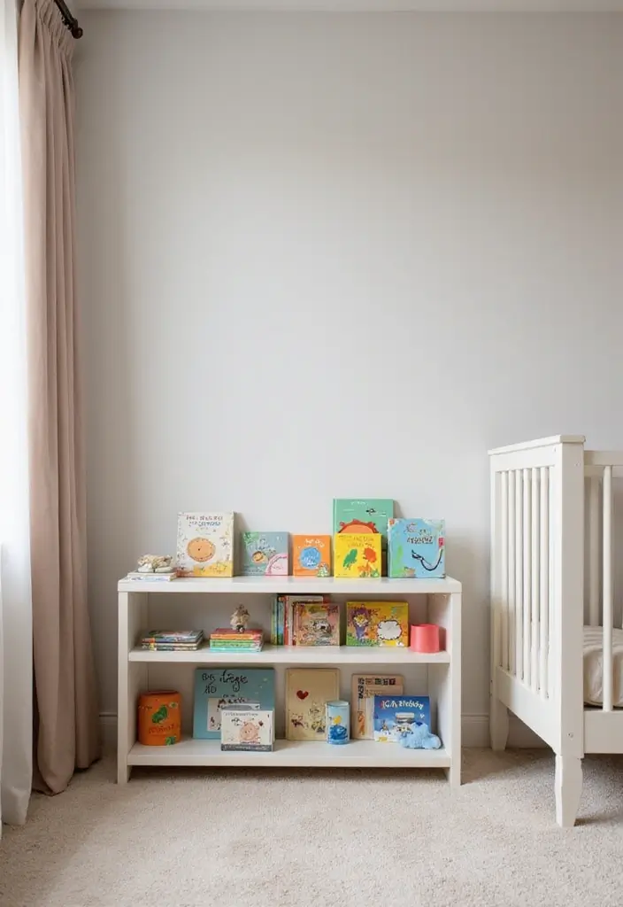 30 Black and White Nursery Ideas That Look Minimalist and Chic - 18. Minimalist Baby Bookshelf