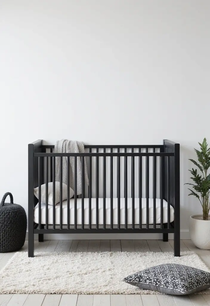 30 Black and White Nursery Ideas That Look Minimalist and Chic - 2. Modern Crib with Minimalist Lines