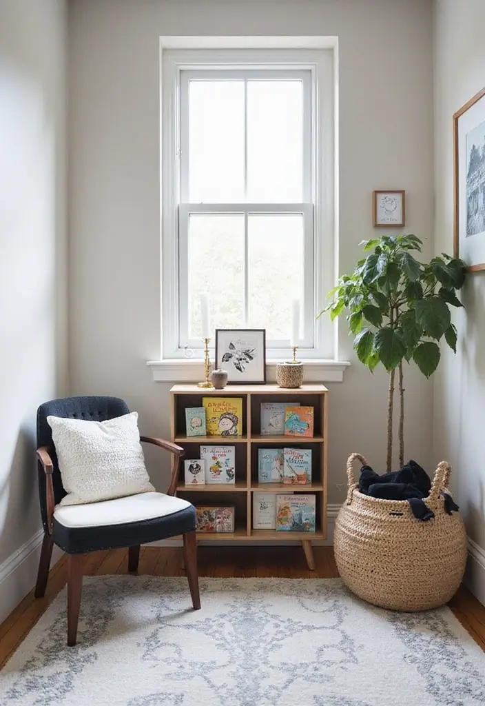 30 Black and White Nursery Ideas That Look Minimalist and Chic - 24. Stylish Nursery Book Nook