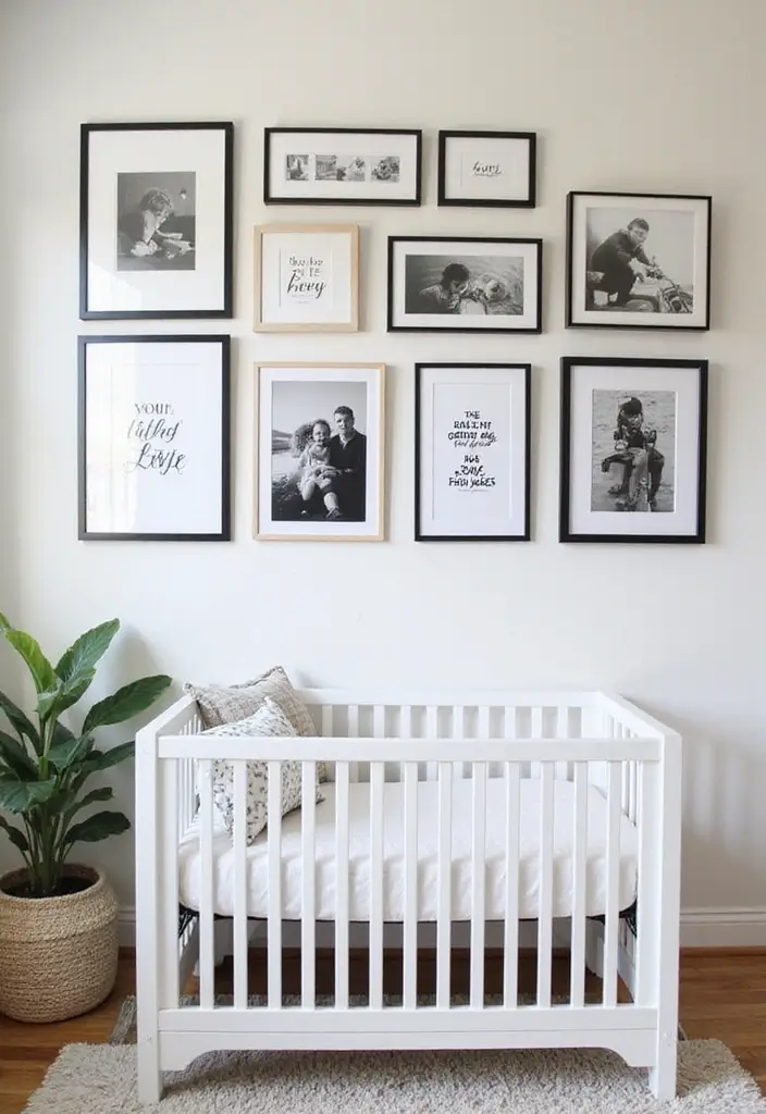 30 Black and White Nursery Ideas That Look Minimalist and Chic - 3. Monochrome Art Gallery Wall