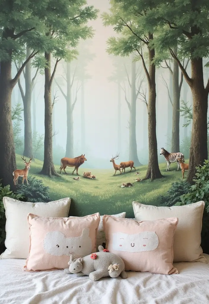 30 Forest Themed Nursery Ideas That Bring Nature Inside - 1. Forest Mural Magic