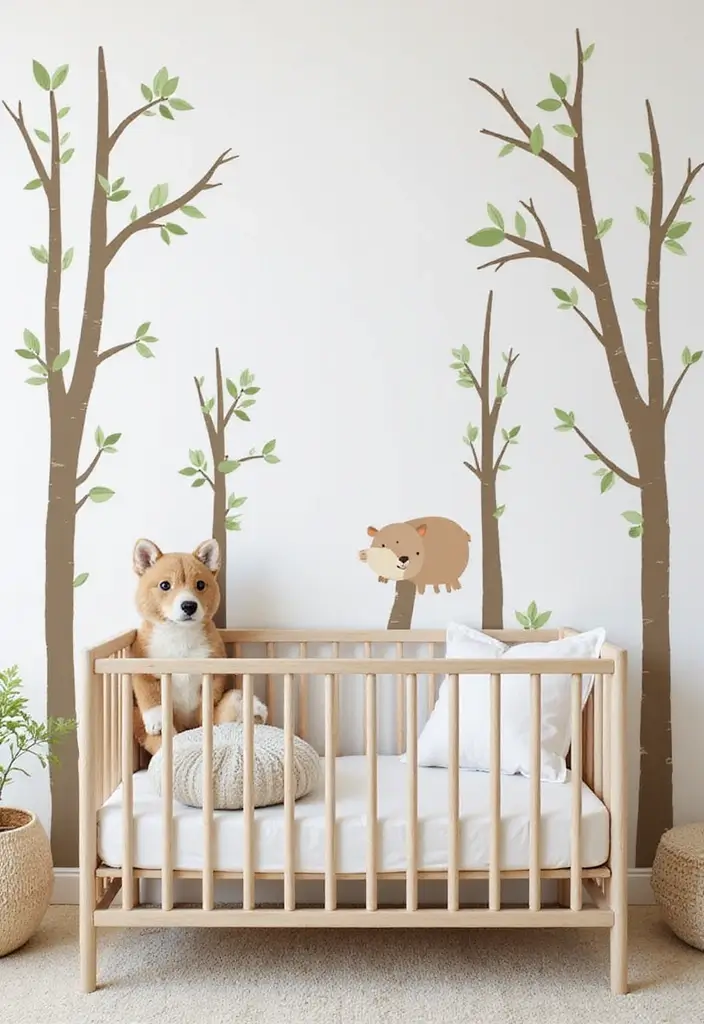 30 Forest Themed Nursery Ideas That Bring Nature Inside - 11. Woodland Wall Decals