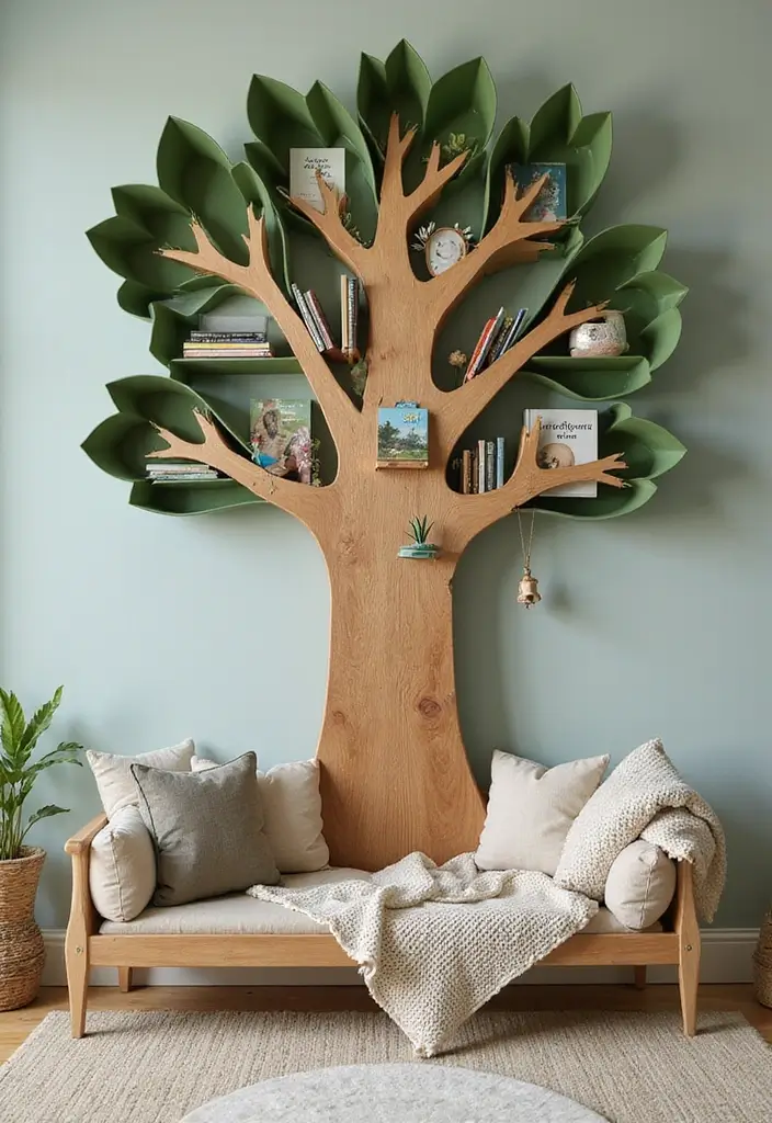 30 Forest Themed Nursery Ideas That Bring Nature Inside - 12. Forest-themed Bookshelf