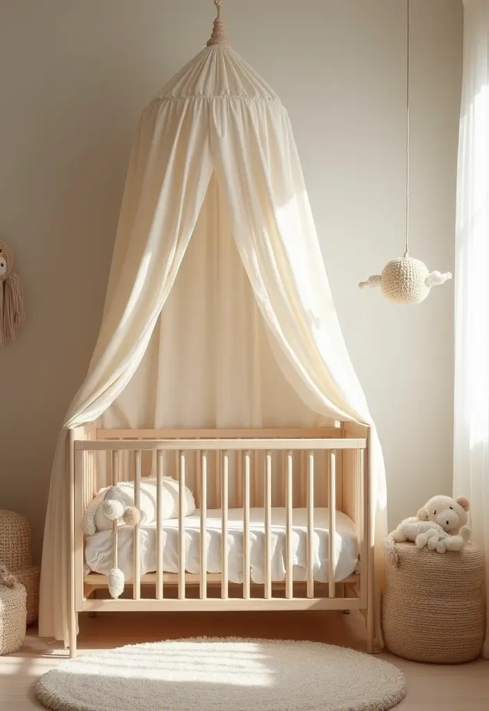 30 Forest Themed Nursery Ideas That Bring Nature Inside - 17. Natural Light Canopy