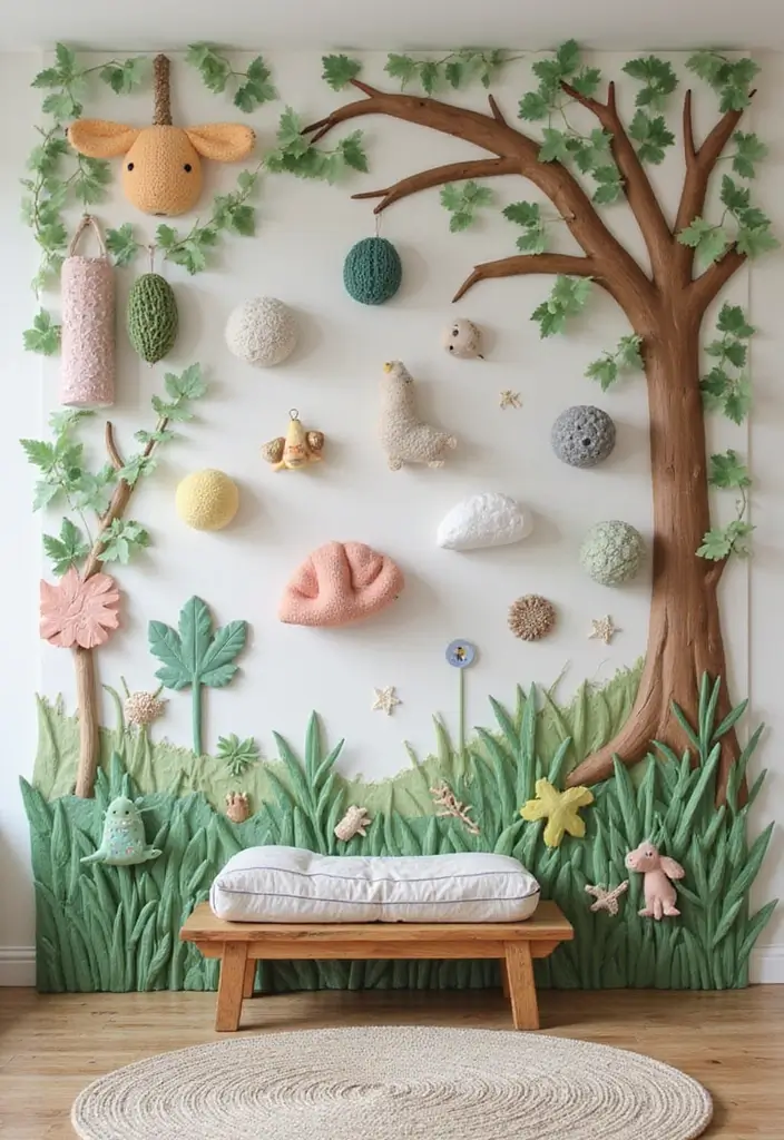 30 Forest Themed Nursery Ideas That Bring Nature Inside - 23. Interactive Nature Wall