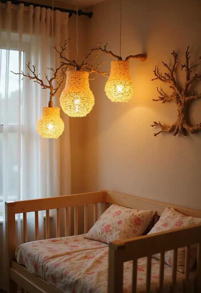 30 Forest Themed Nursery Ideas That Bring Nature Inside - 24. Whimsical Lighting