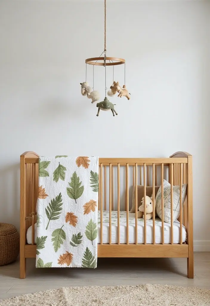 30 Forest Themed Nursery Ideas That Bring Nature Inside - 3. Nature-Inspired Crib Bedding