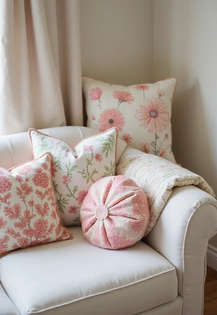 30 Girly Nursery Ideas That Feel Sweet and Elegant 10 30 Girly Nursery Ideas That Feel Sweet and Elegant - 10. Floral Decorative Pillows