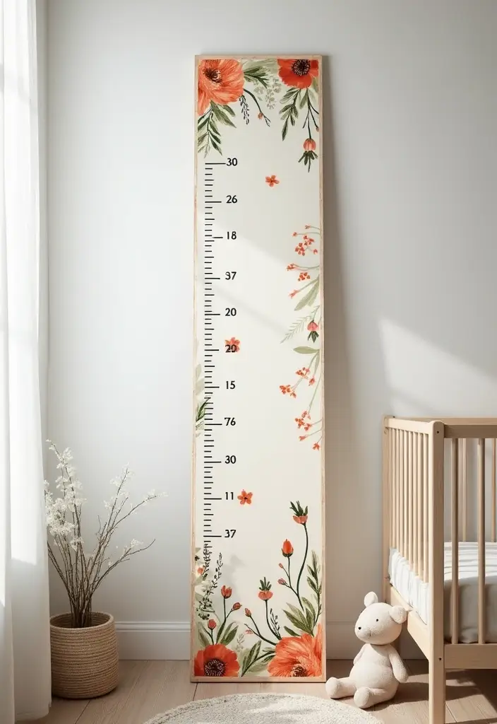 30 Girly Nursery Ideas That Feel Sweet and Elegant 12 30 Girly Nursery Ideas That Feel Sweet and Elegant - 12. Floral Growth Charts