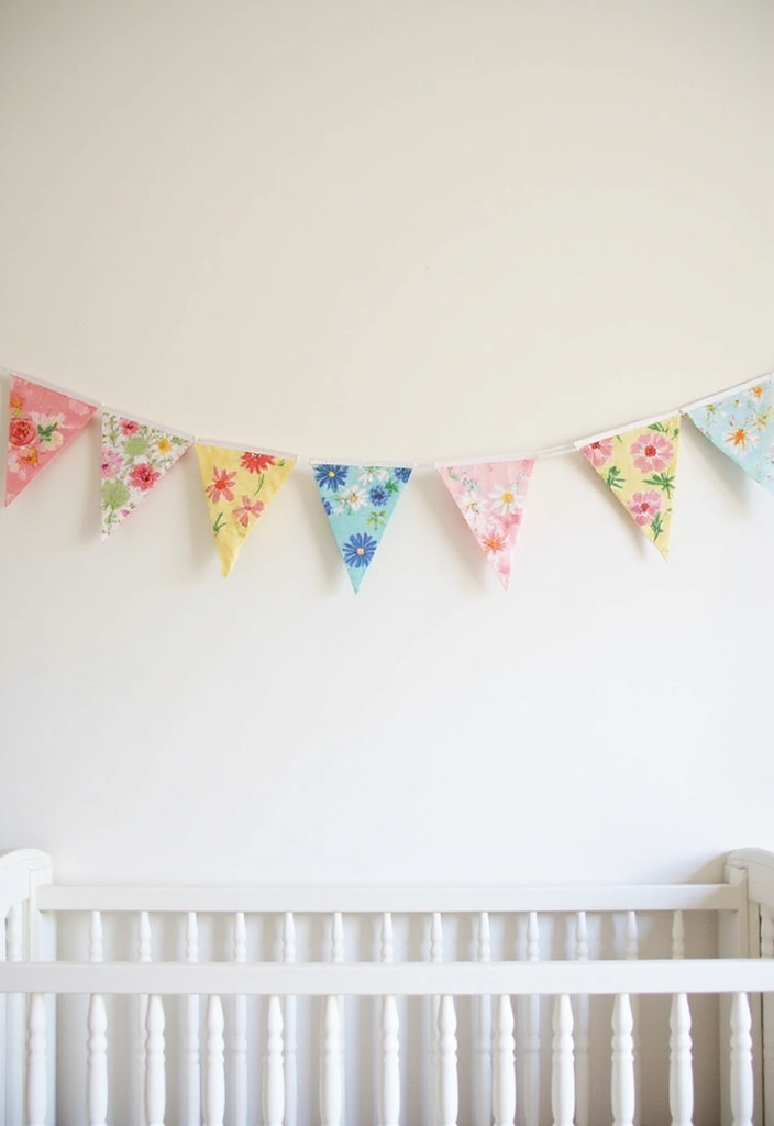 30 Girly Nursery Ideas That Feel Sweet and Elegant 15 30 Girly Nursery Ideas That Feel Sweet and Elegant - 15. Playful Floral Bunting