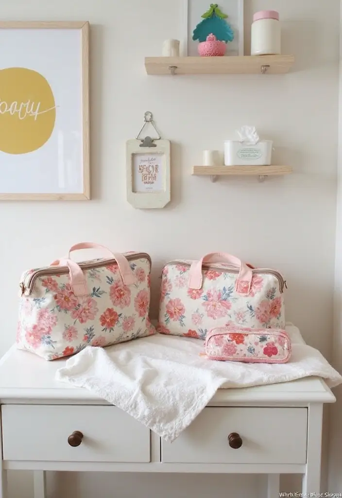 30 Girly Nursery Ideas That Feel Sweet and Elegant 19 30 Girly Nursery Ideas That Feel Sweet and Elegant - 19. Floral Theme on Changing Accessories