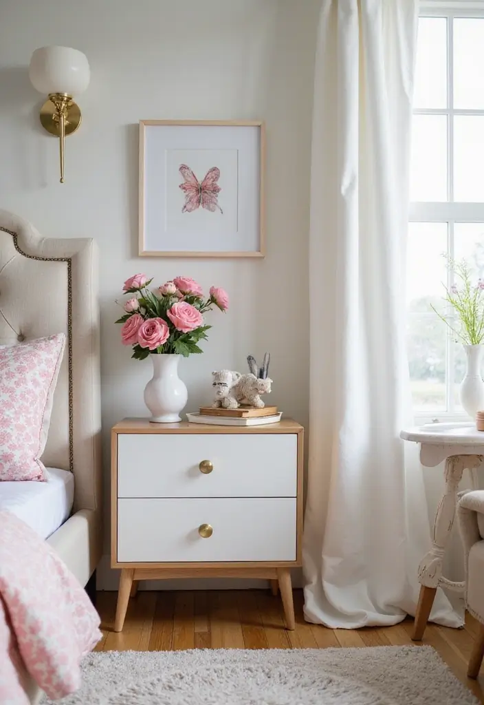 30 Girly Nursery Ideas That Feel Sweet and Elegant 25 30 Girly Nursery Ideas That Feel Sweet and Elegant - 25. Floral-Themed Nightstands