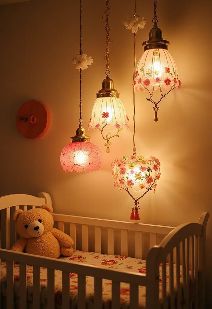 30 Girly Nursery Ideas That Feel Sweet and Elegant 8 30 Girly Nursery Ideas That Feel Sweet and Elegant - 8. Floral-Themed Lighting Fixtures