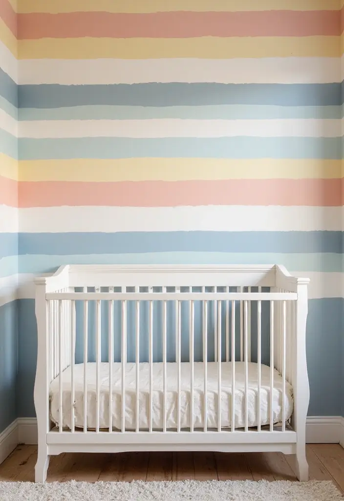 30 Nursery Accent Wall Ideas That Transform the Room - 10. Classic Stripes with a Twist