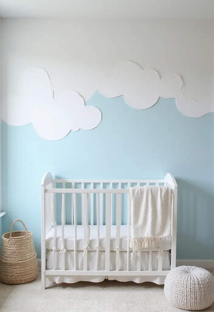 30 Nursery Accent Wall Ideas That Transform the Room - 12. Whimsical Clouds