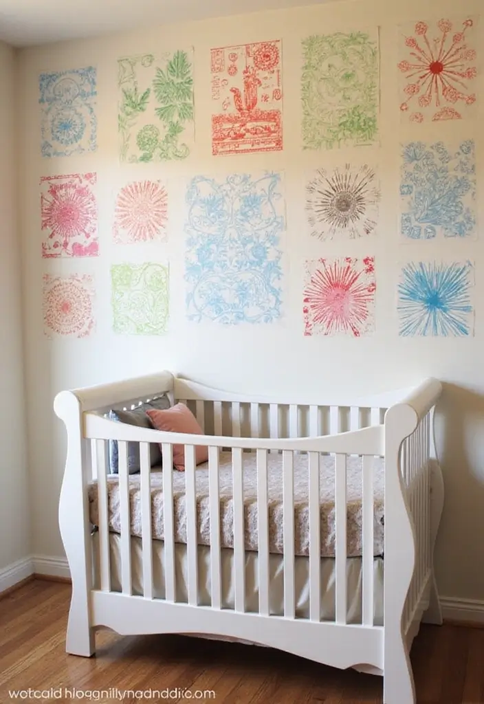 30 Nursery Accent Wall Ideas That Transform the Room - 14. DIY Stamped Patterns