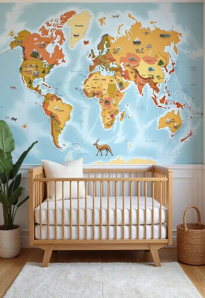 30 Nursery Accent Wall Ideas That Transform the Room - 16. Adventure Maps