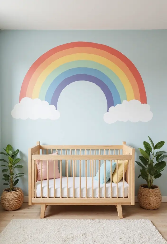 30 Nursery Accent Wall Ideas That Transform the Room - 19. Rainbow Accent Wall