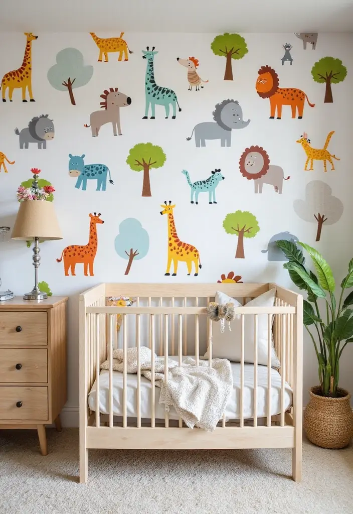 30 Nursery Accent Wall Ideas That Transform the Room - 23. Fun Animal Prints