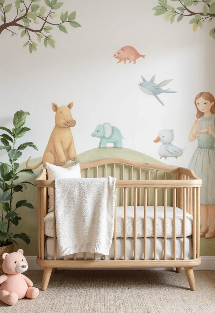 30 Nursery Accent Wall Ideas That Transform the Room - 29. Storybook Themes