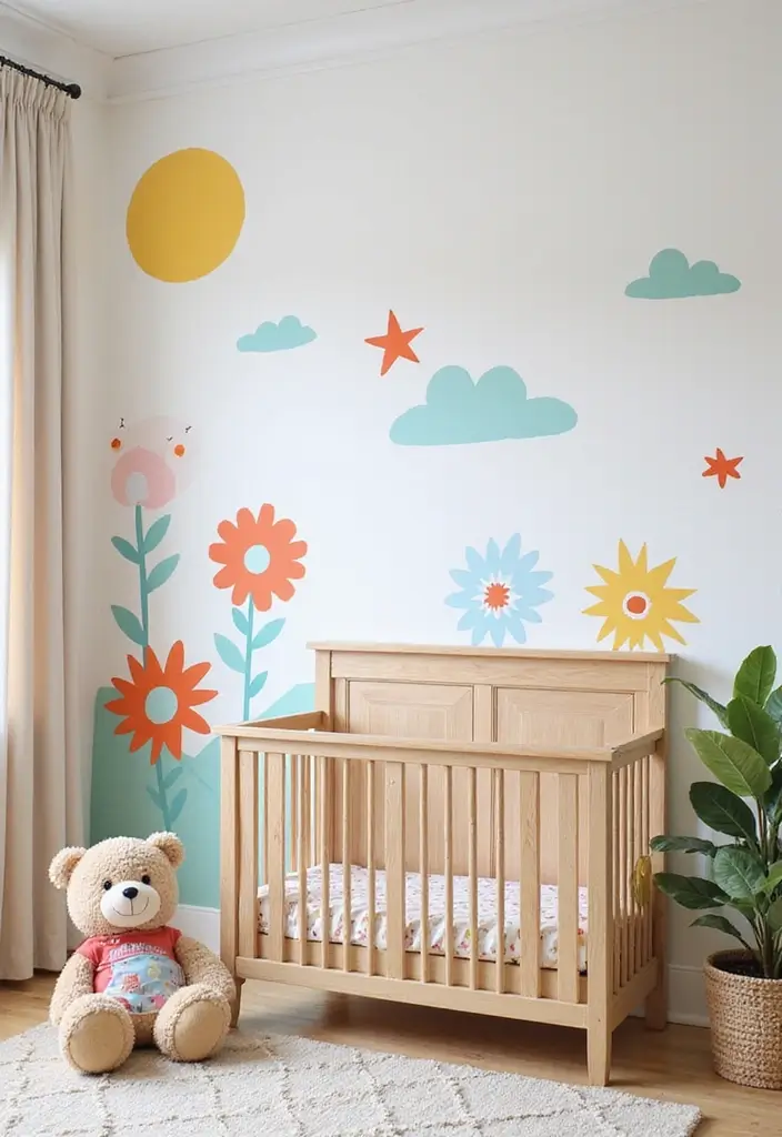 30 Nursery Accent Wall Ideas That Transform the Room - 30. Transformative Wall Decals