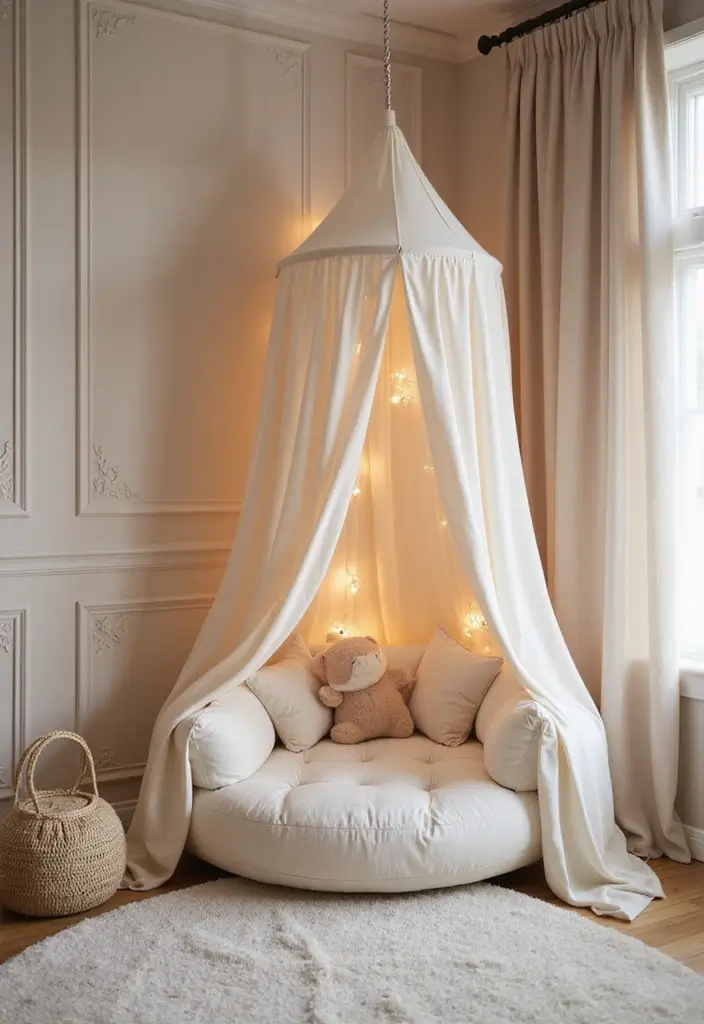 30 Nursery Corner Ideas That Make the Most of Small Spaces - 14. Cozy Canopy Nook